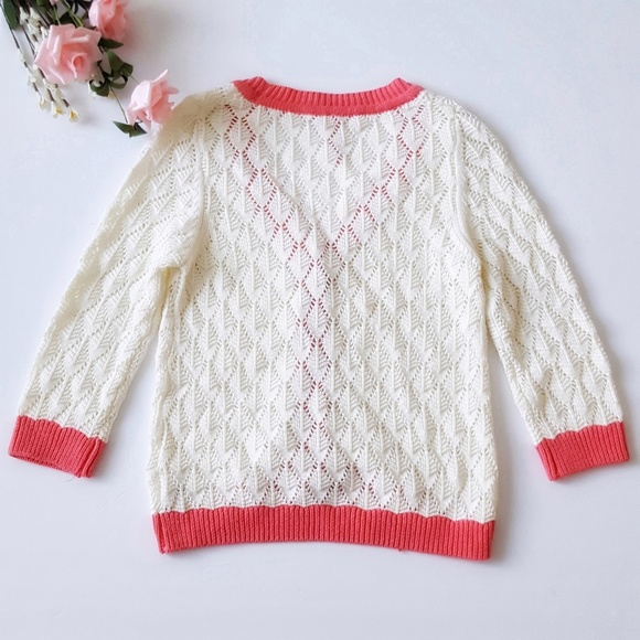 Anthropologie Charlotte Tarantola Pink Trimmed Cardigan - Picture 3 of 5